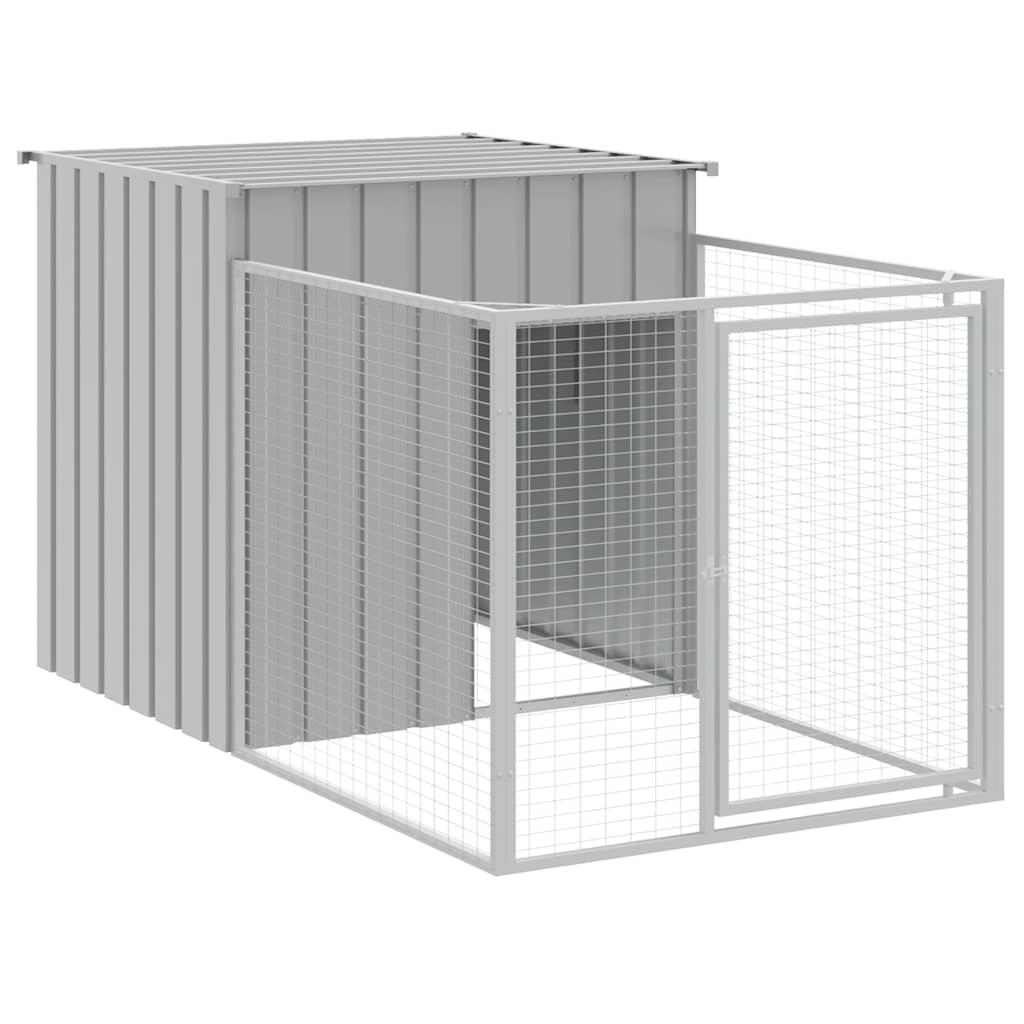 Casetta Cani Corsa Grigio Chiaro 110x201x110 cm Acciaio Zincato - homemem39