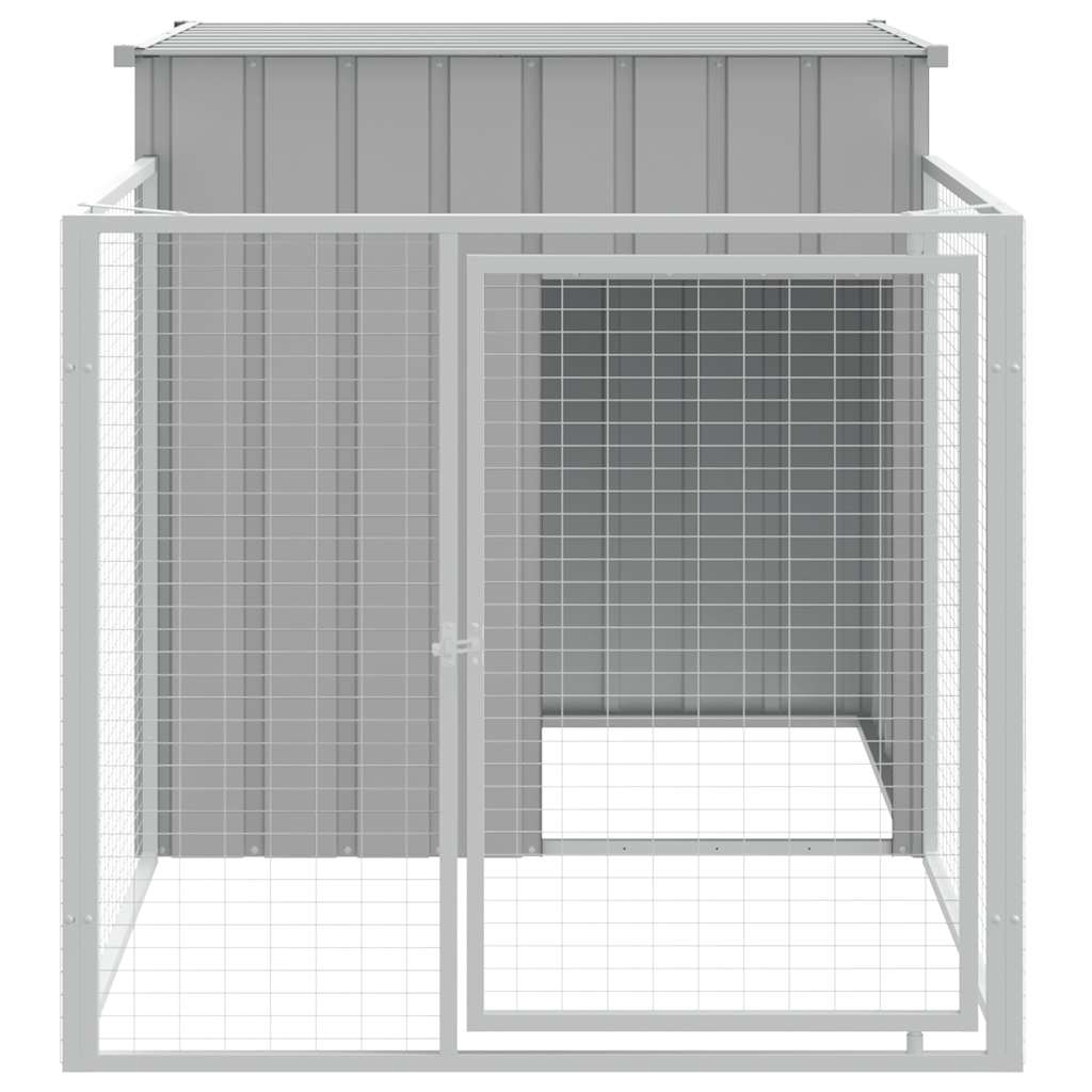 Casetta Cani Corsa Grigio Chiaro 110x201x110 cm Acciaio Zincato - homemem39