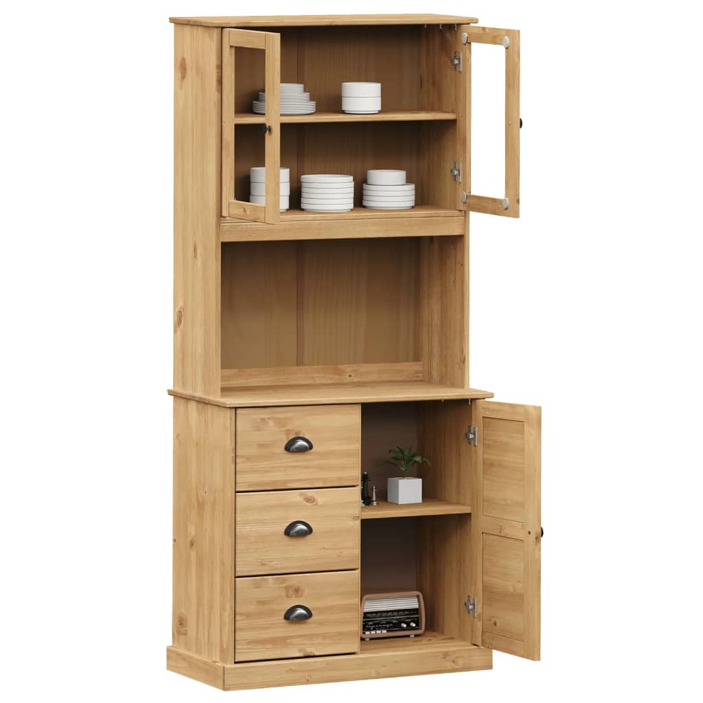 Credenza VIGO 78x40x175 cm in Legno Massello di Pino - homemem39