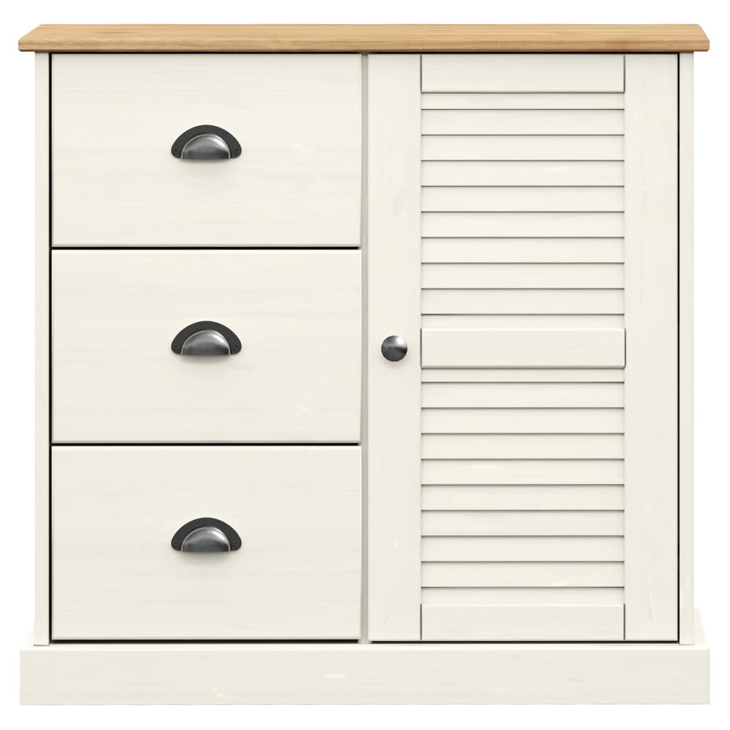 Credenza VIGO Bianca 78x40x175 cm in Legno Massello di Pino | homemem39