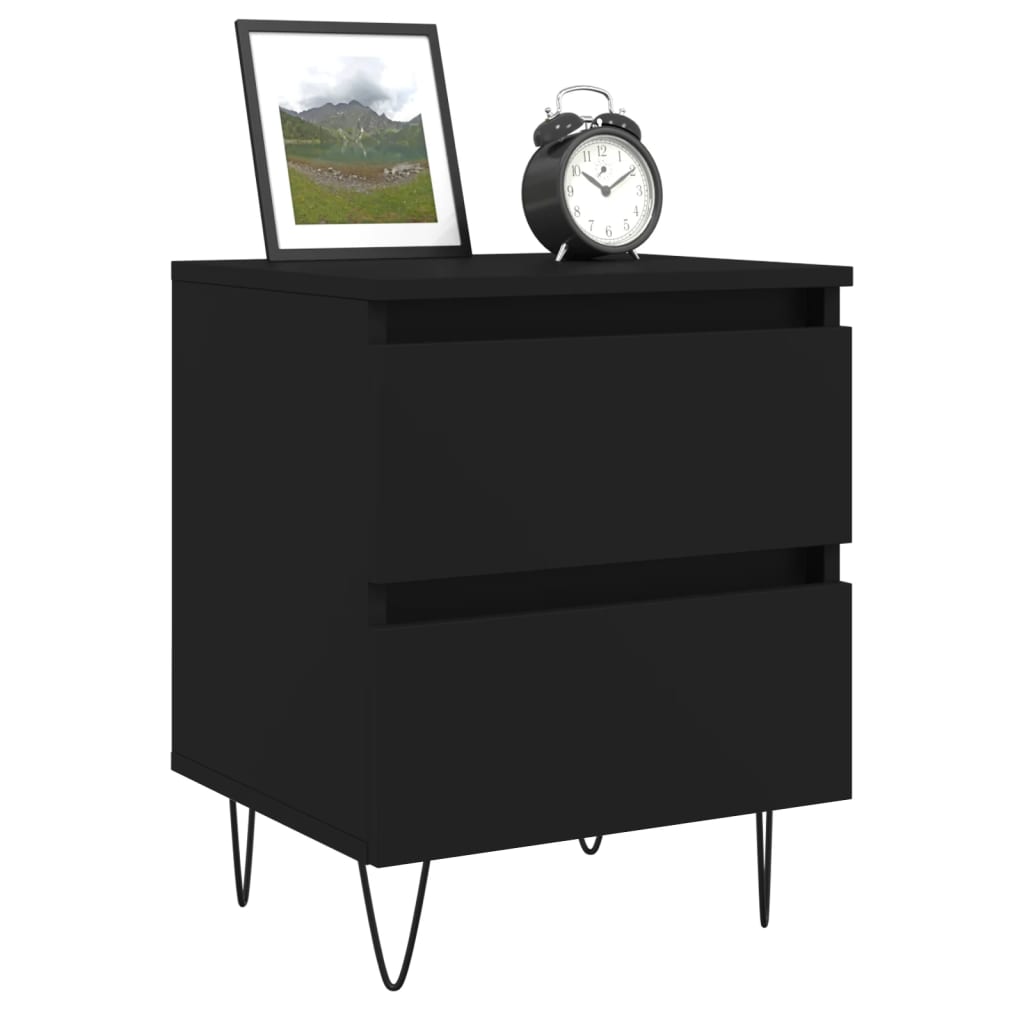 Comodini 2pz Neri 40x35x50 cm in Legno Multistrato