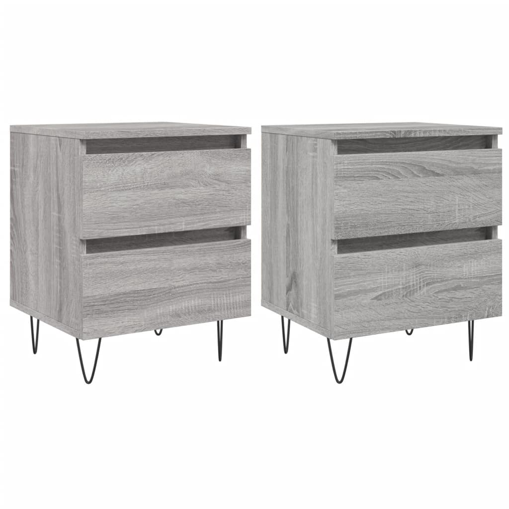 Comodini 2pz Grigio Sonoma 40x35x50 cm in Legno Multistrato - homemem39