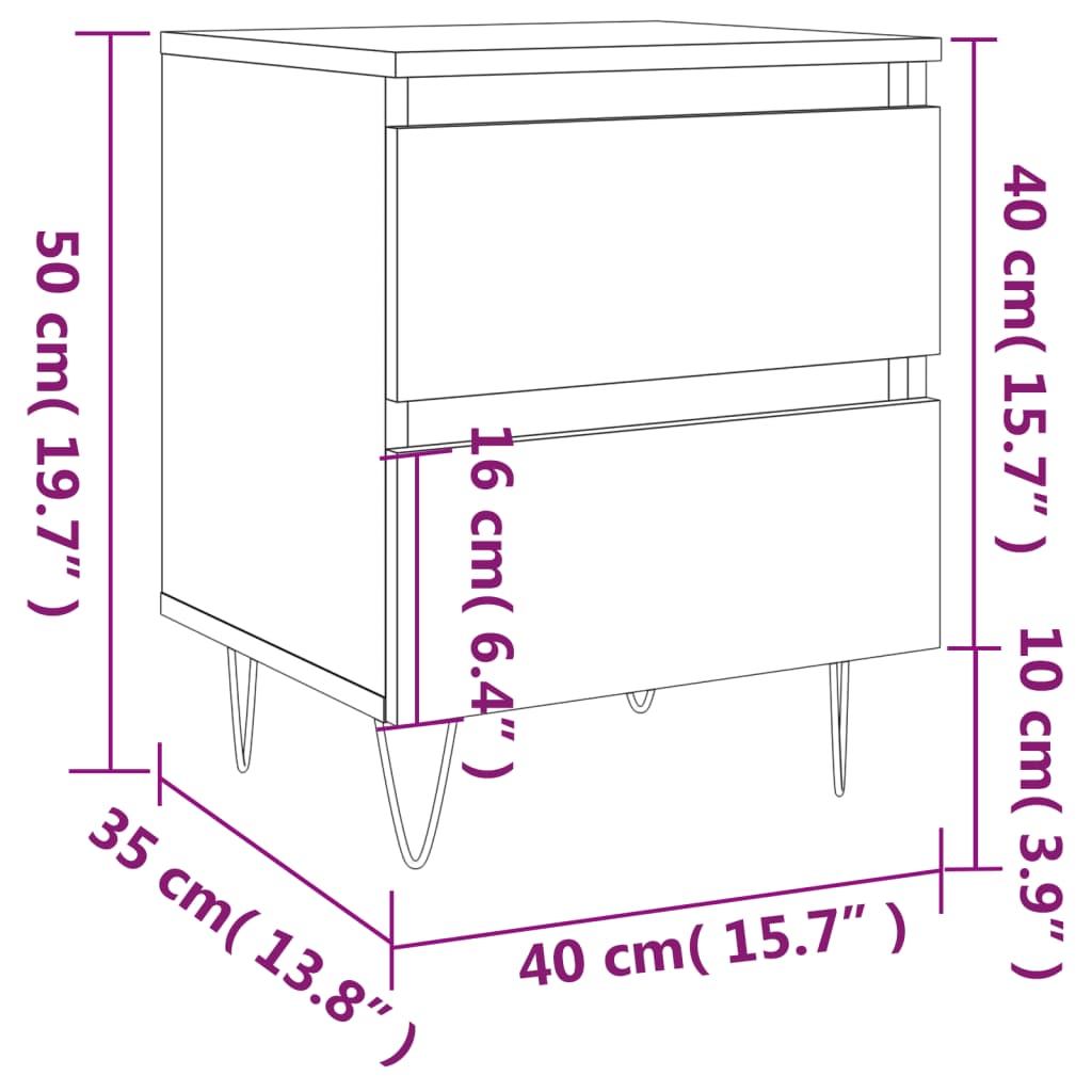 Comodini 2pz Grigio Sonoma 40x35x50 cm in Legno Multistrato - homemem39