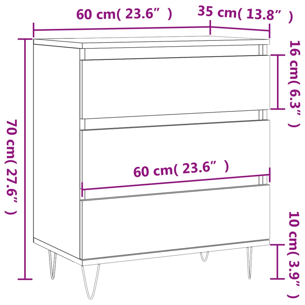 Credenza Grigio Cemento 60x35x70 cm in Legno Multistrato - homemem39