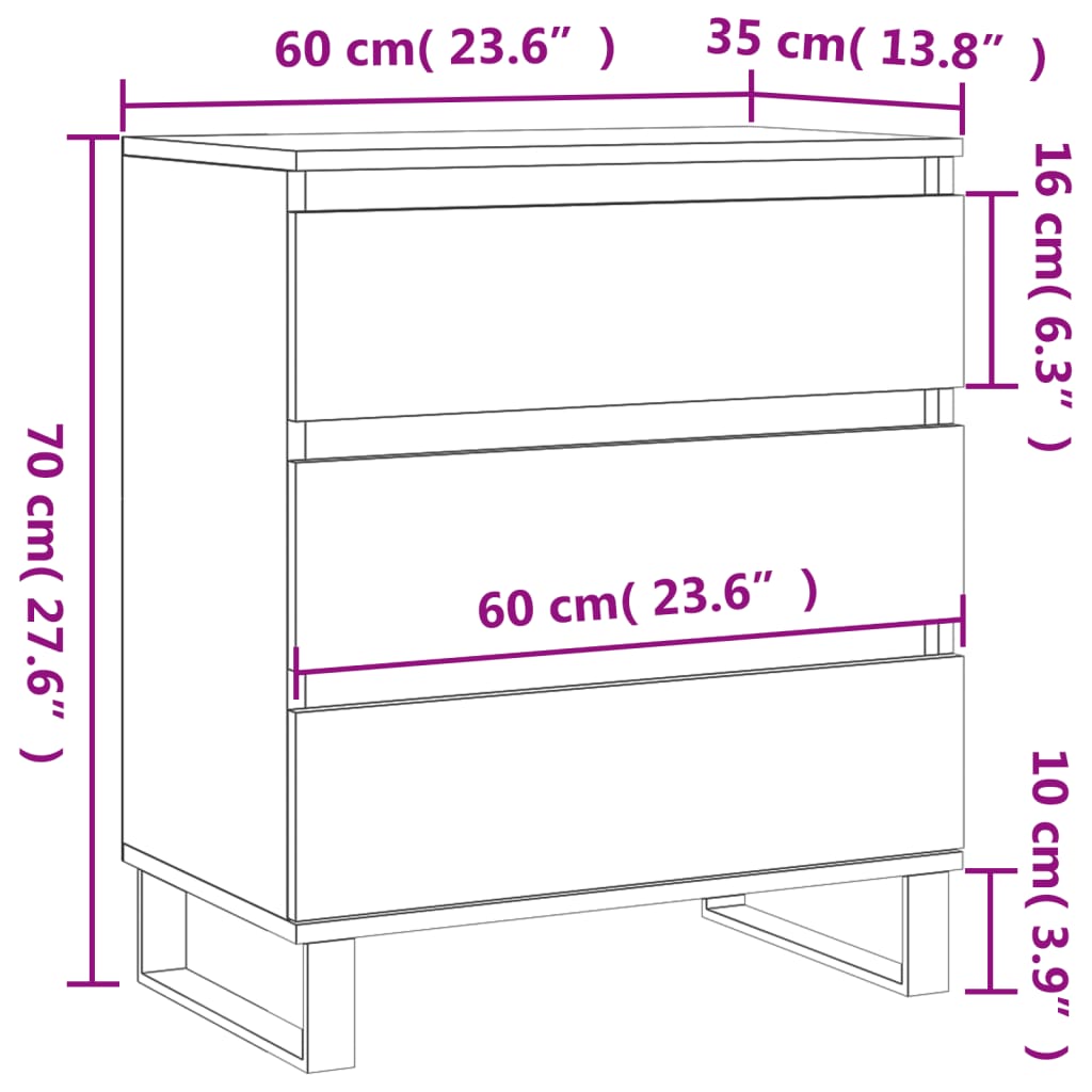 Credenza Rovere Fumo 60x35x70 cm in Legno Multistrato | homemem39