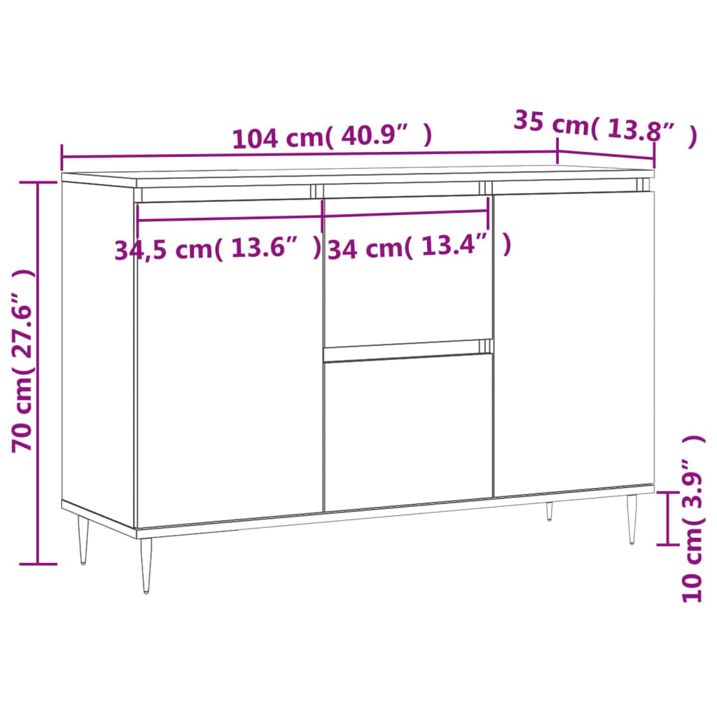 Credenza Grigio Sonoma 101,5x35x70 cm in Legno Multistrato - homemem39
