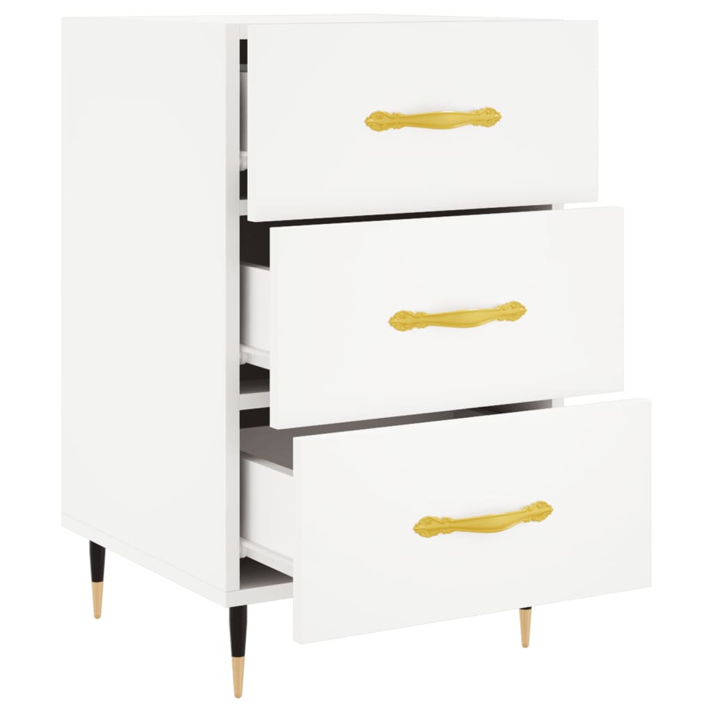 Comodino Bianco 40x40x66 cm in Legno Multistrato