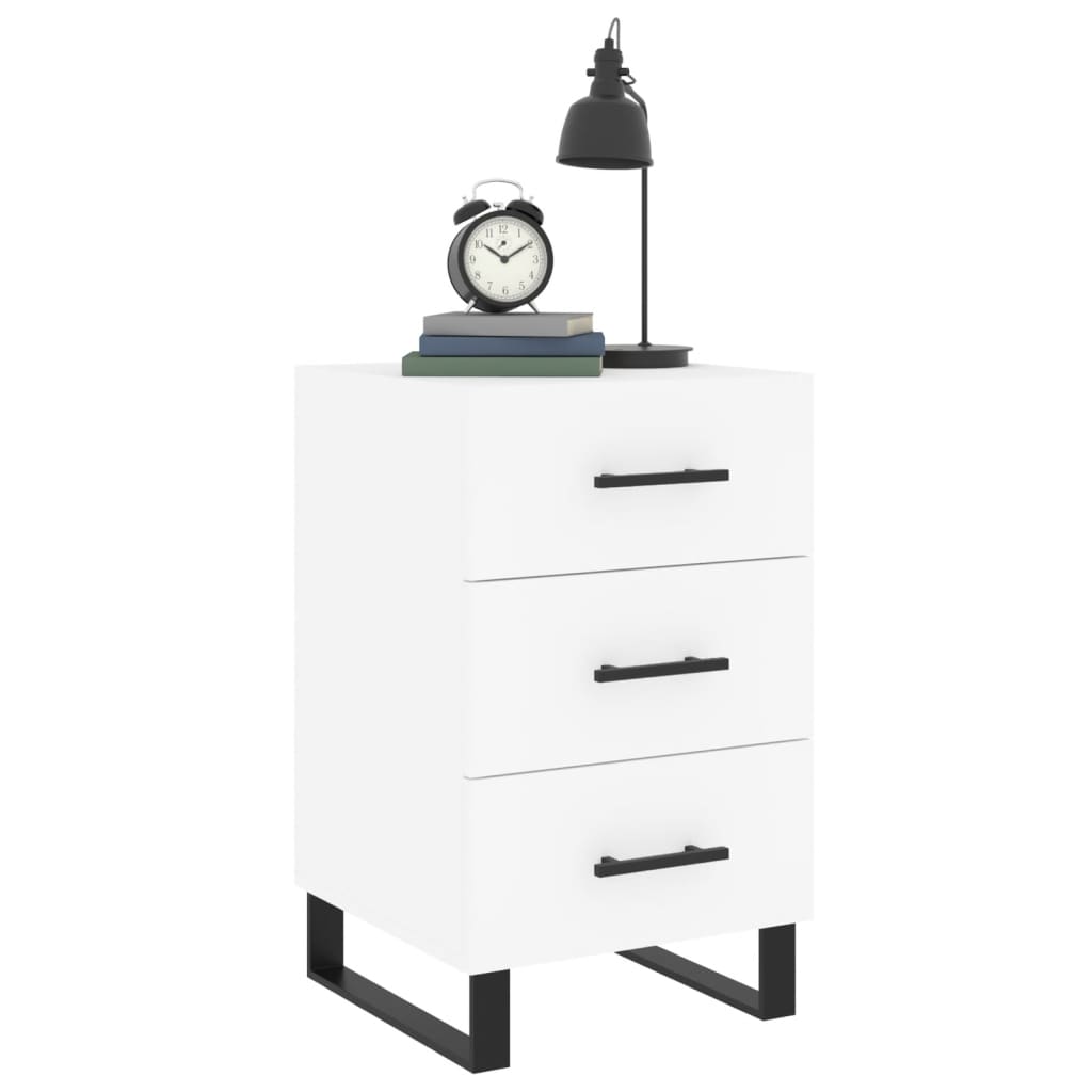 Comodino Bianco 40x40x66 cm in Legno Multistrato