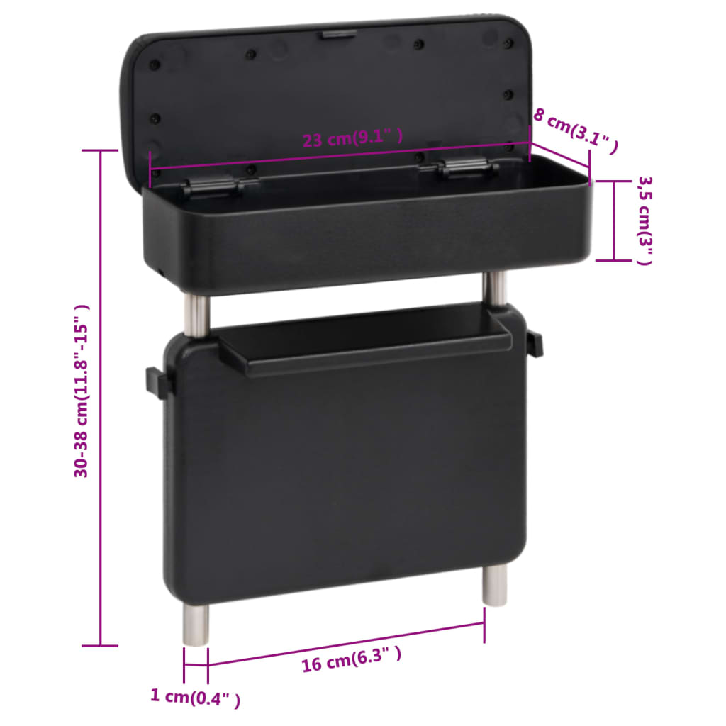 Bracciolo per Auto Universale Nero 23x8x(30-38) cm in ABS - homemem39