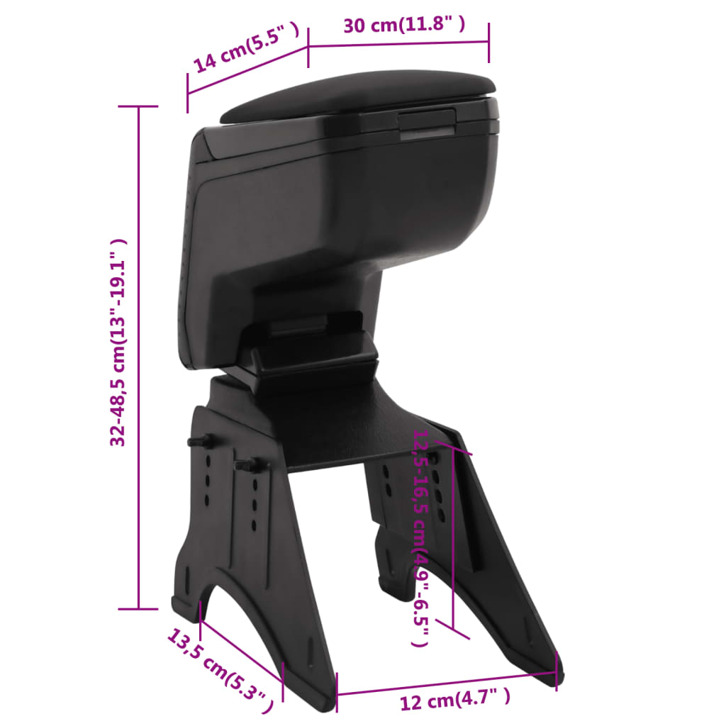 Bracciolo per Auto Universale Nero 14x30x(32-48,5) cm in ABS | homemem39