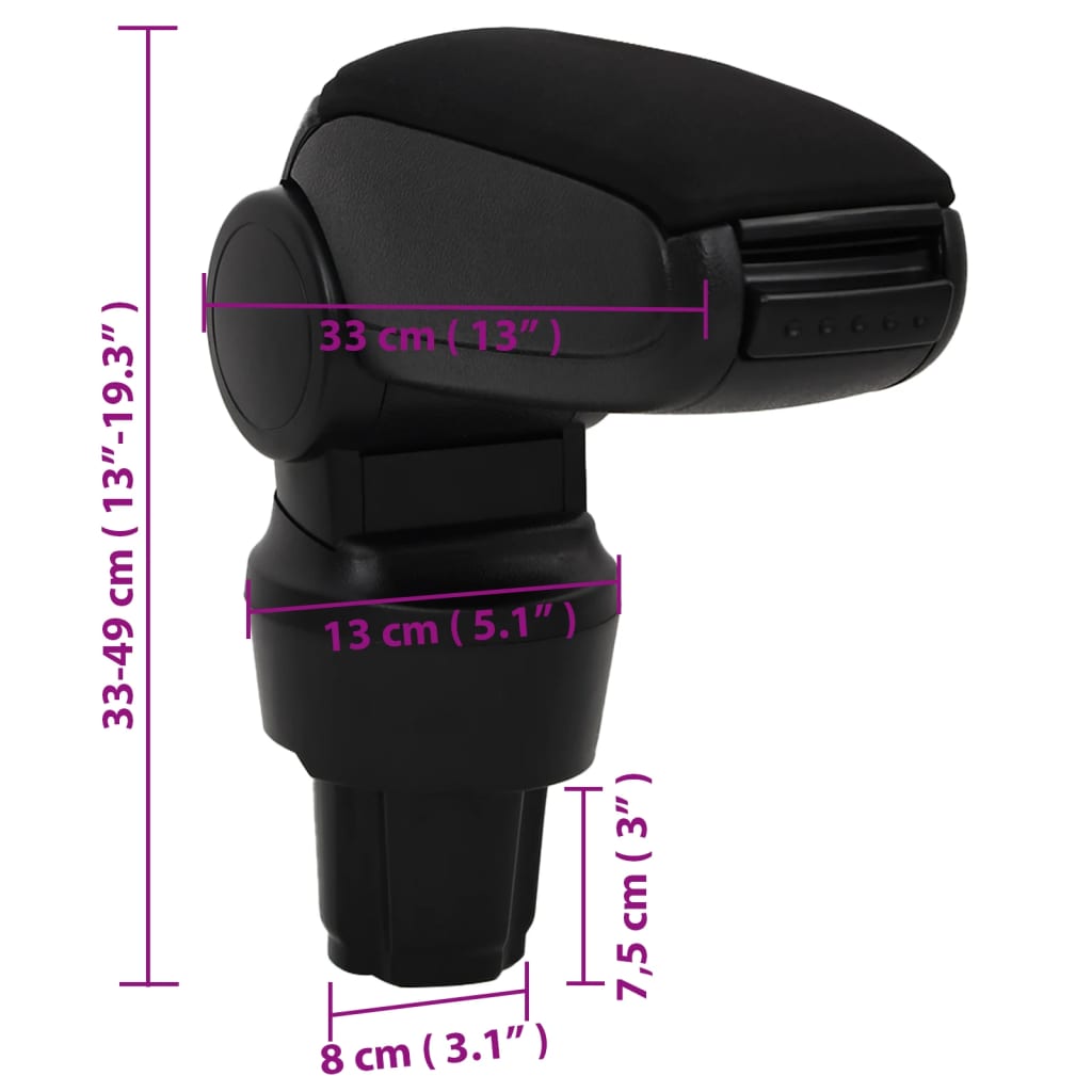 Bracciolo per Auto Nero 13x33x(33-49) cm in ABS - homemem39