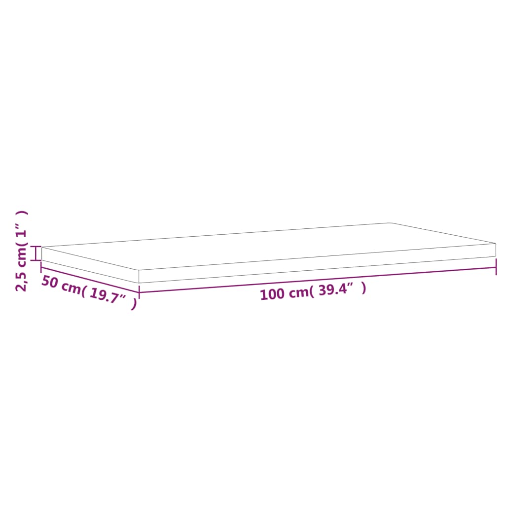Piano Tavolo 100x50x2,5cm Rettangolare Legno Massello di Faggio | homemem39