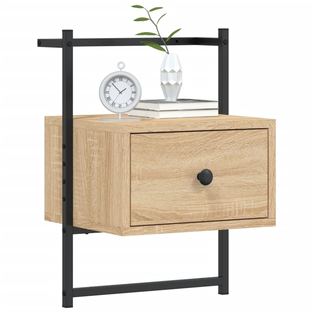Comodino a Muro Rovere Sonoma 35x30x51 cm Legno Multistrato