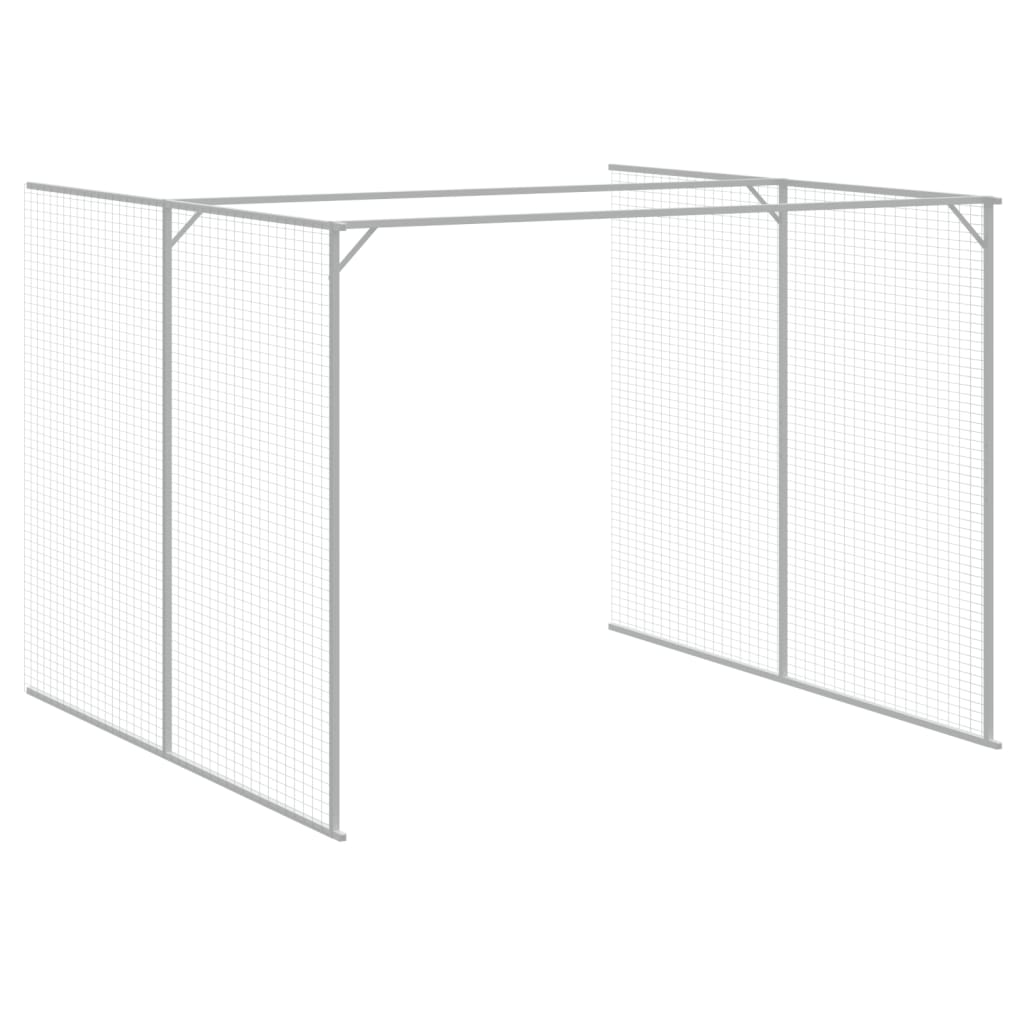 Casetta Cani con Corsa Antracite 214x661x181 cm Acciaio Zincato - homemem39
