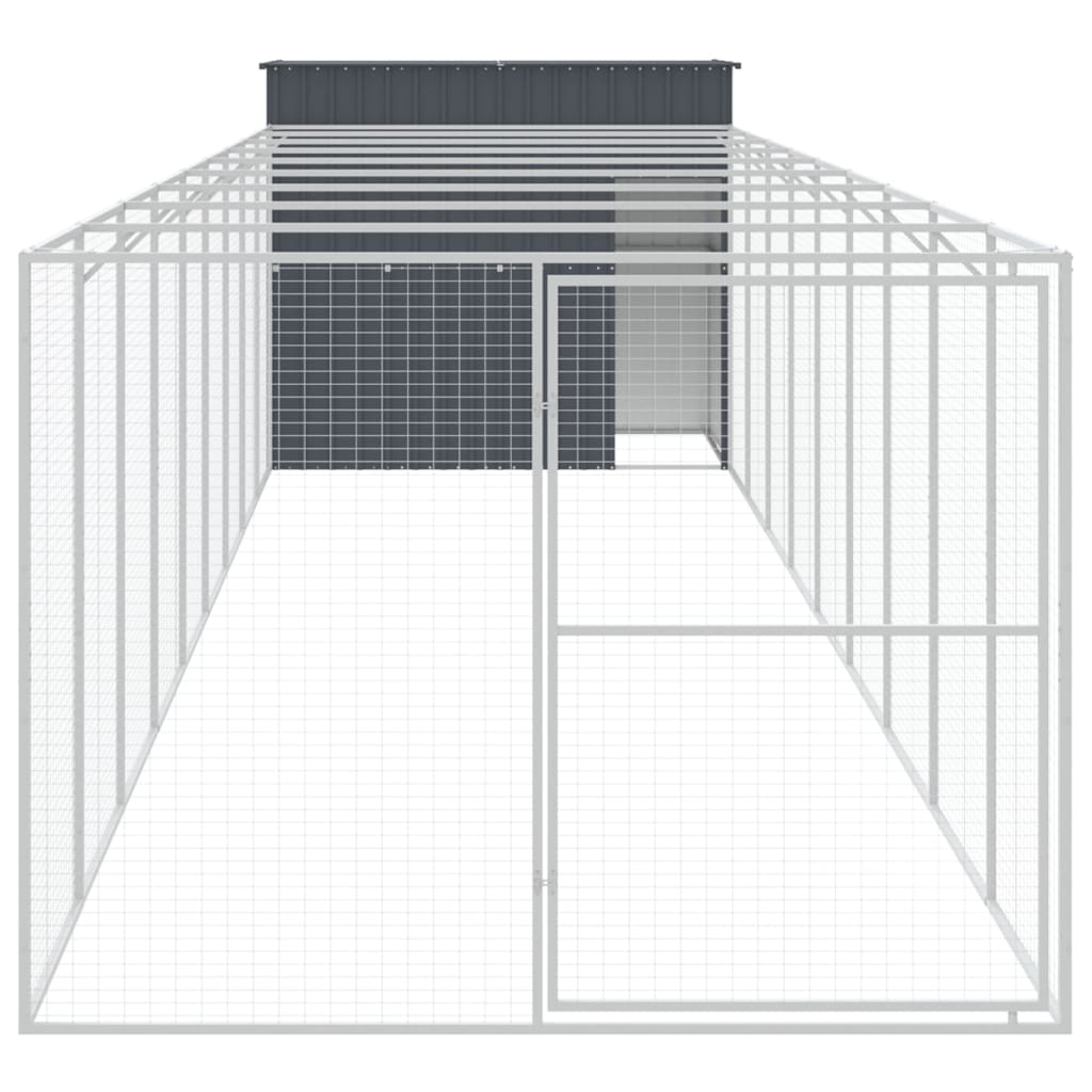 Casetta Cani con Corsa Antracite 214x1069x181cm Acciaio Zincato - homemem39