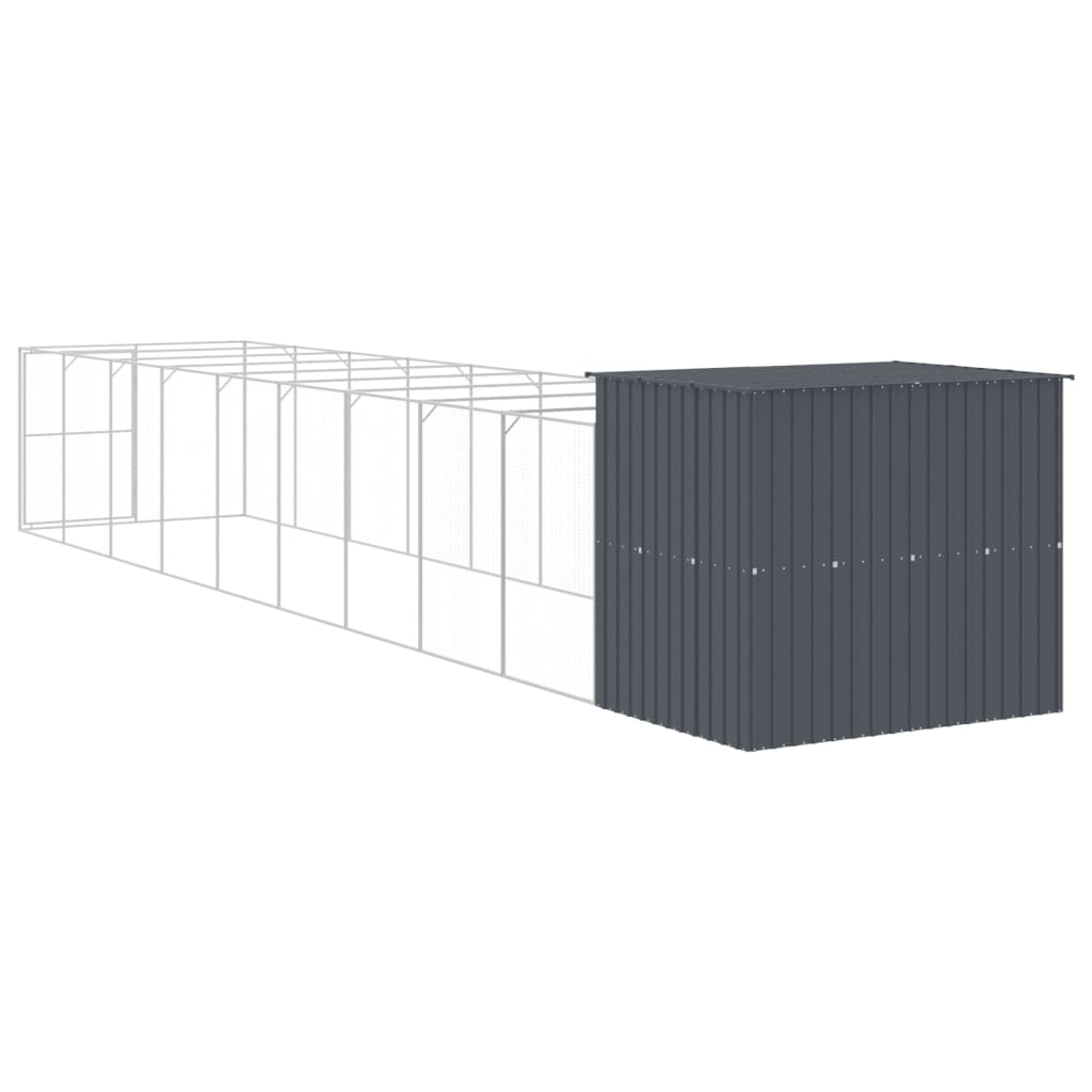 Casetta Cani con Corsa Antracite 214x1069x181cm Acciaio Zincato - homemem39