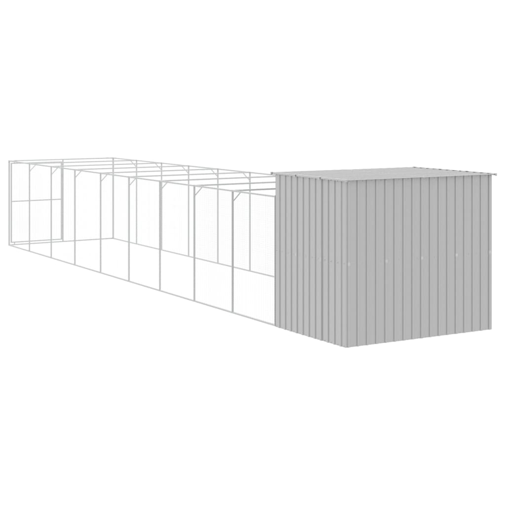 Casetta Cani Corsa Grigio Chiaro 214x1069x181cm Acciaio Zincato - homemem39