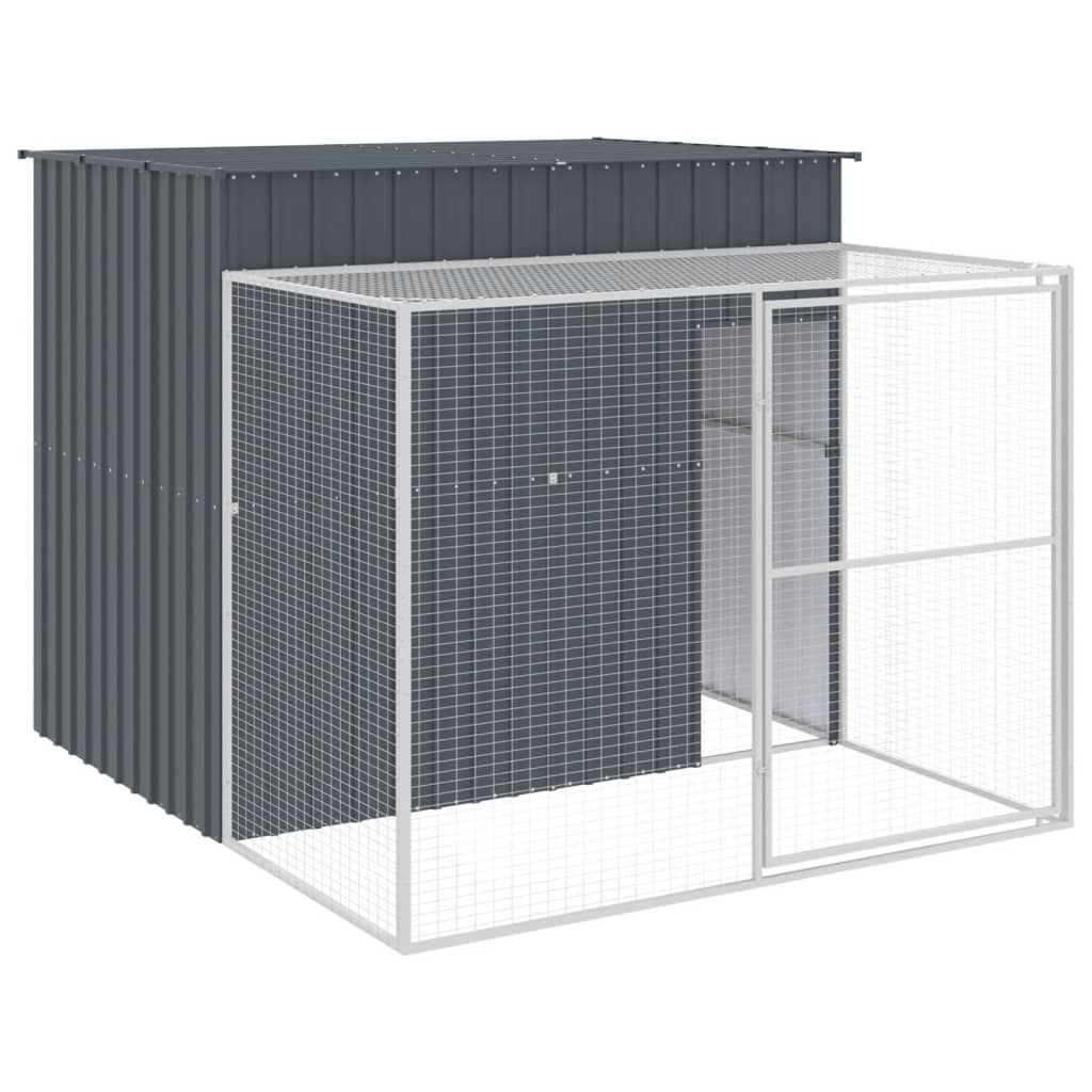 Casetta Cani con Corsa Antracite 214x253x181 cm Acciaio Zincato - homemem39