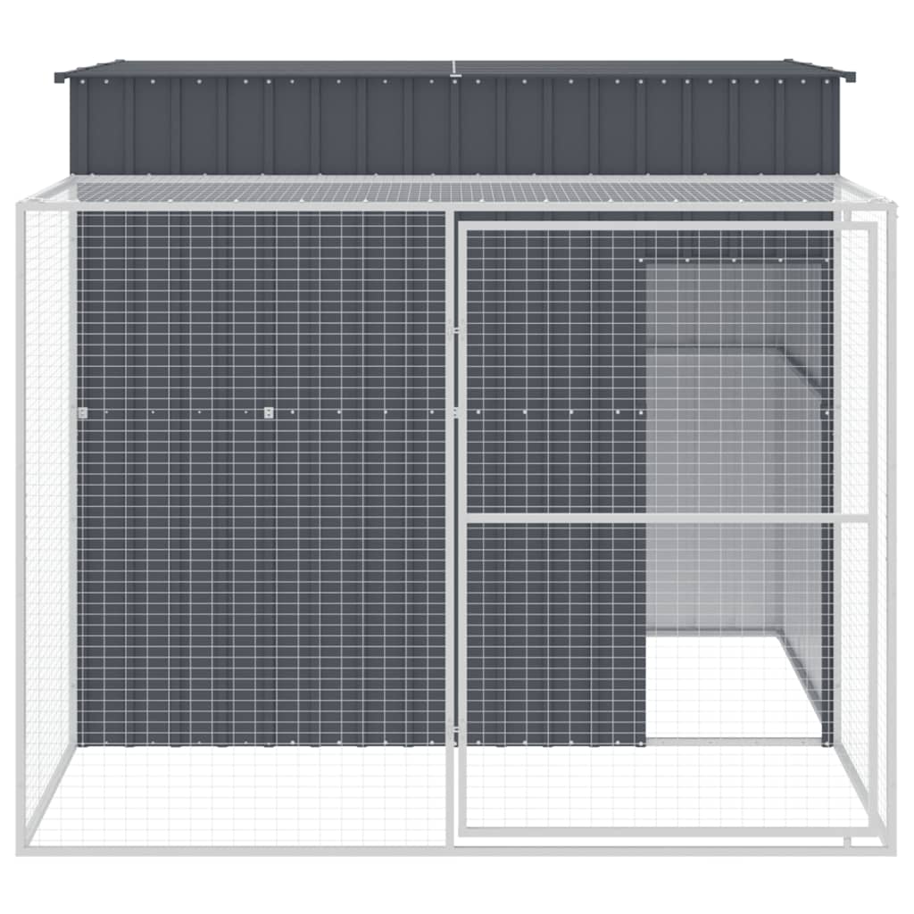 Casetta Cani con Corsa Antracite 214x253x181 cm Acciaio Zincato - homemem39