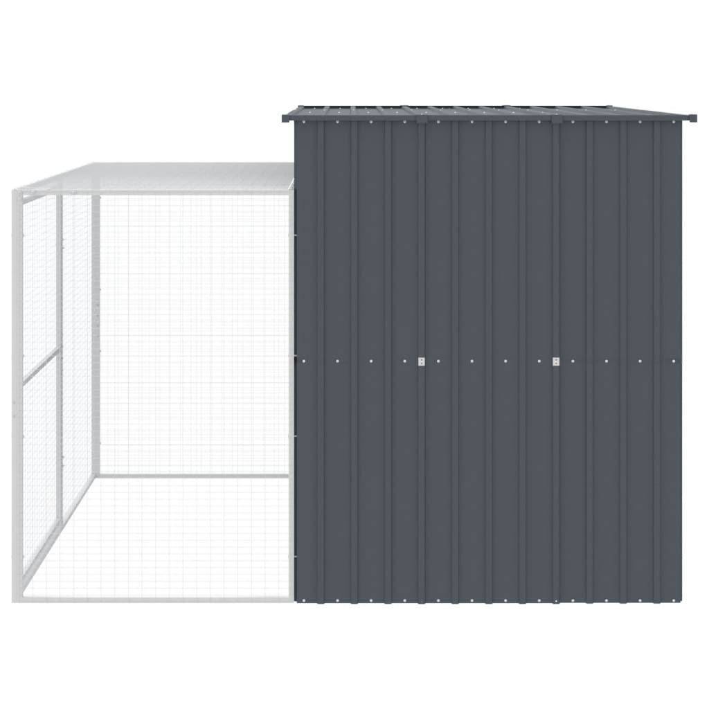 Casetta Cani con Corsa Antracite 214x253x181 cm Acciaio Zincato - homemem39