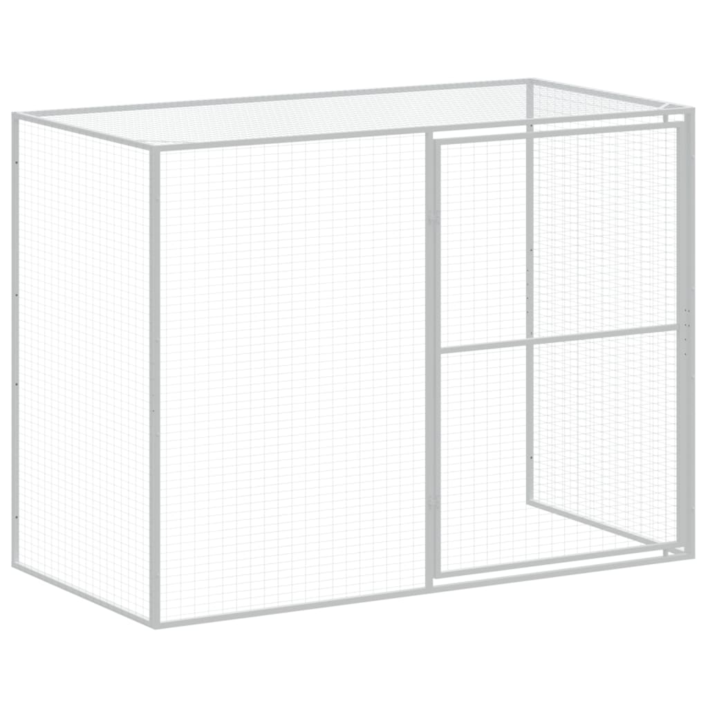 Casetta Cani con Corsa Antracite 214x253x181 cm Acciaio Zincato - homemem39