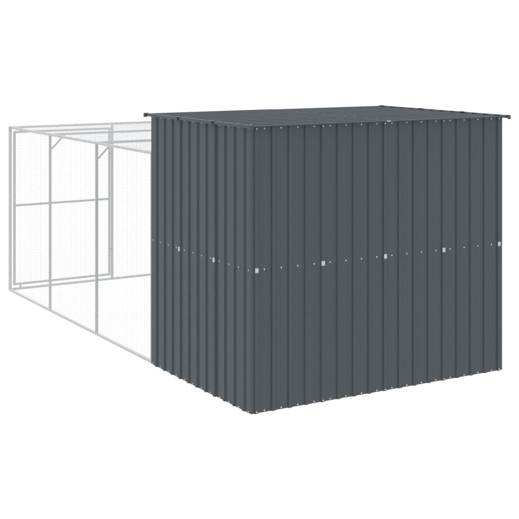Casetta Cani con Corsa Antracite 214x457x181 cm Acciaio Zincato - homemem39