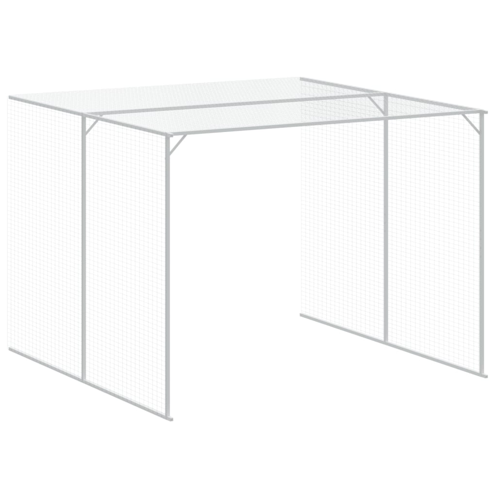 Casetta Cani con Corsa Antracite 214x457x181 cm Acciaio Zincato - homemem39