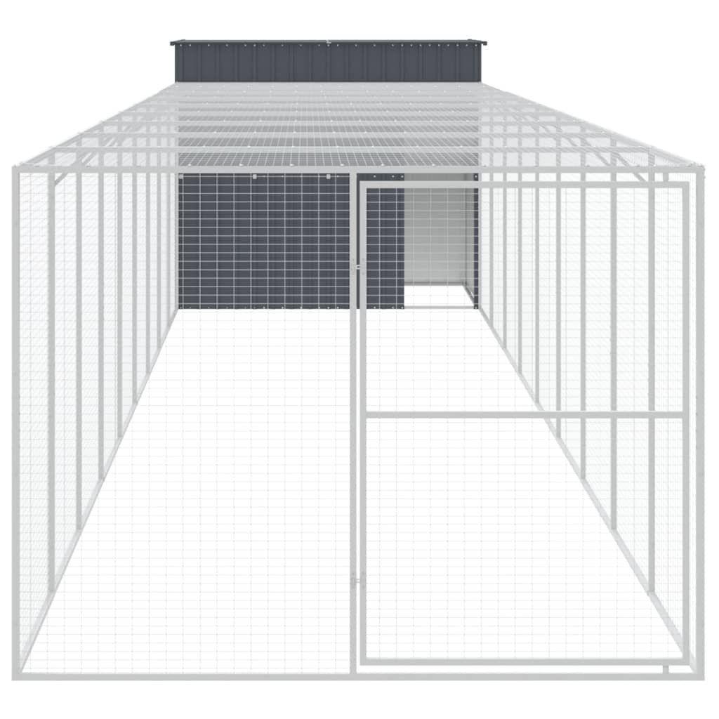 Casetta Cani con Corsa Antracite 214x1069x181cm Acciaio Zincato - homemem39