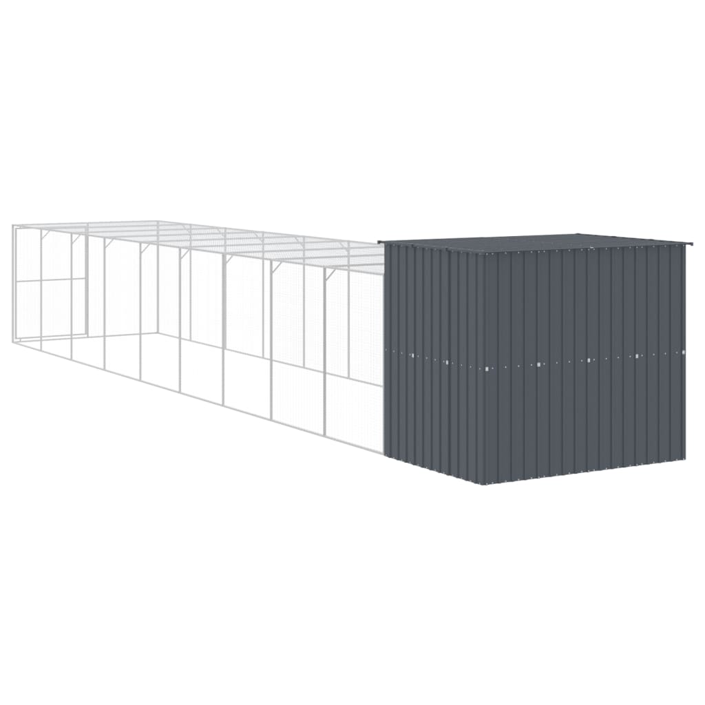 Casetta Cani con Corsa Antracite 214x1069x181cm Acciaio Zincato - homemem39