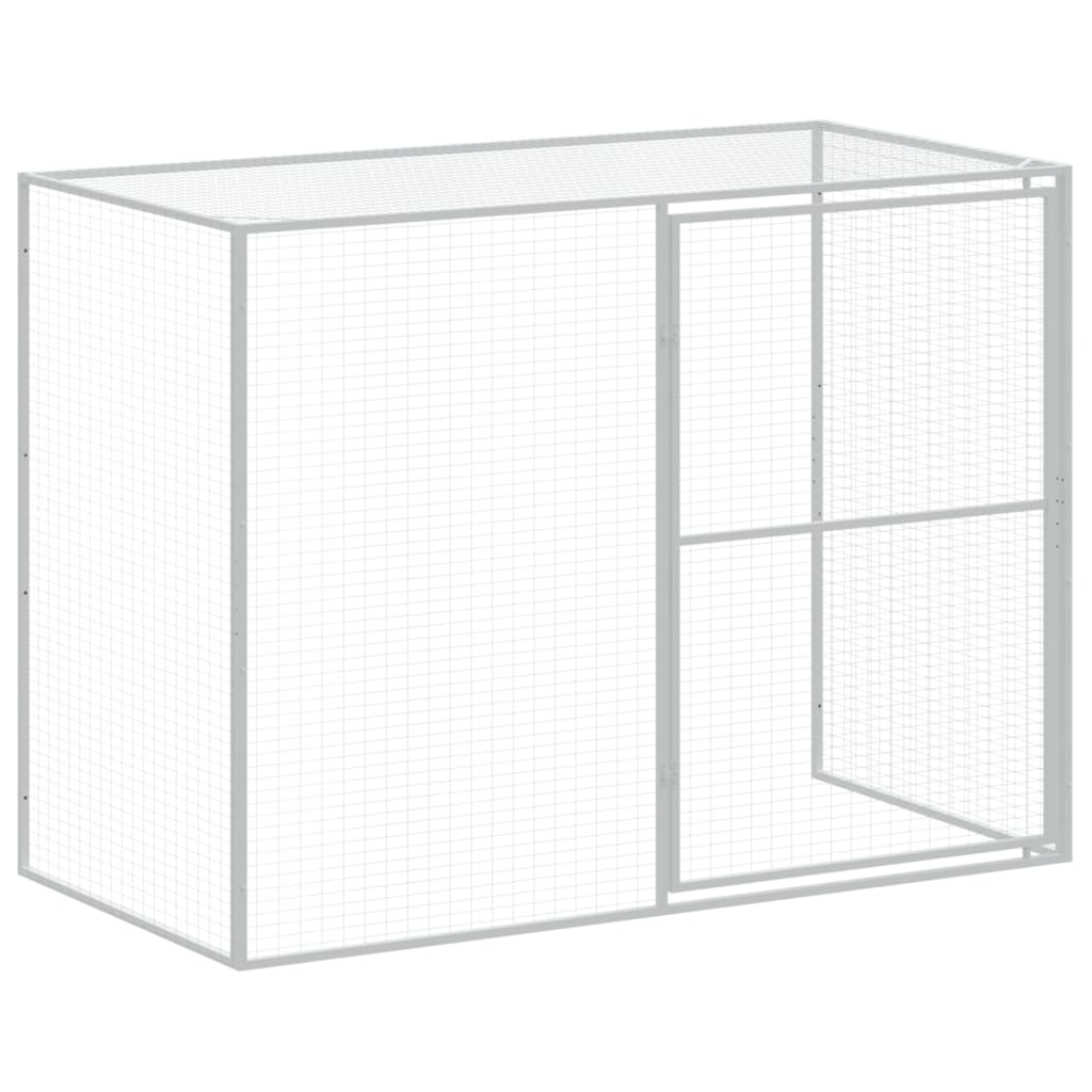 Casetta Cani con Corsa Antracite 214x1069x181cm Acciaio Zincato - homemem39