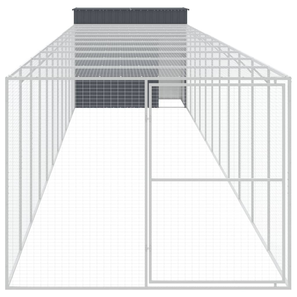 Casetta Cani con Corsa Antracite 214x1273x181cm Acciaio Zincato - homemem39