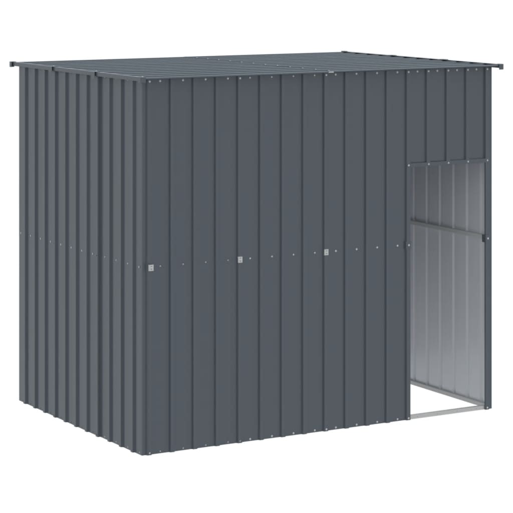 Casetta Cani con Corsa Antracite 214x1273x181cm Acciaio Zincato - homemem39