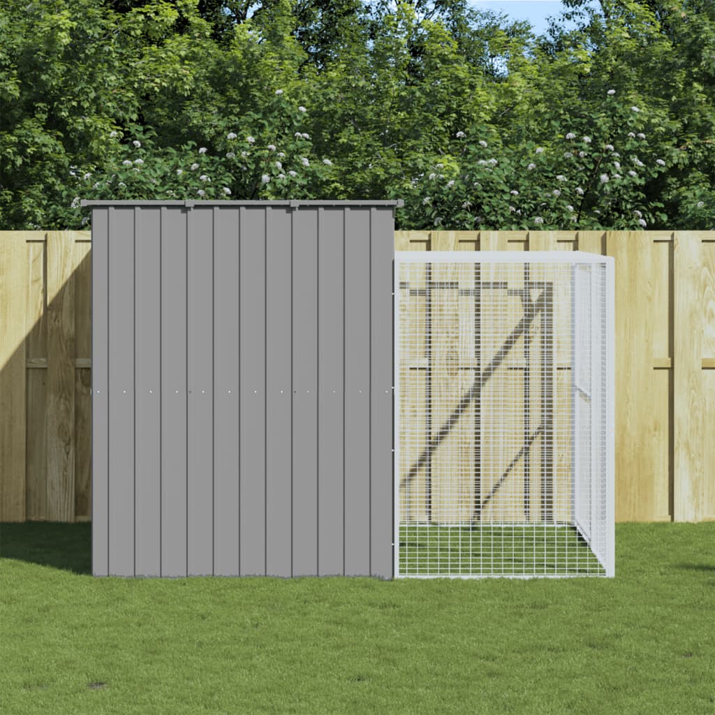 Casetta Cani Corsa Grigio Chiaro 214x253x181 cm Acciaio Zincato - homemem39