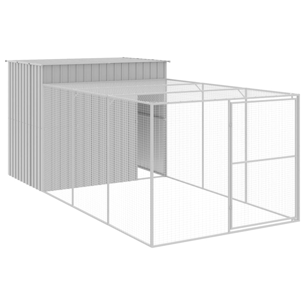 Casetta Cani Corsa Grigio Chiaro 214x457x181 cm Acciaio Zincato - homemem39