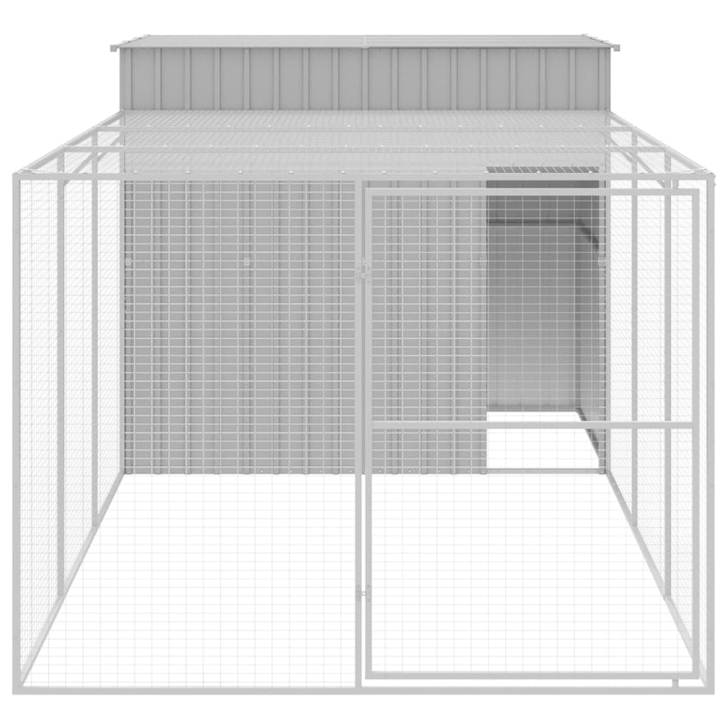 Casetta Cani Corsa Grigio Chiaro 214x457x181 cm Acciaio Zincato - homemem39