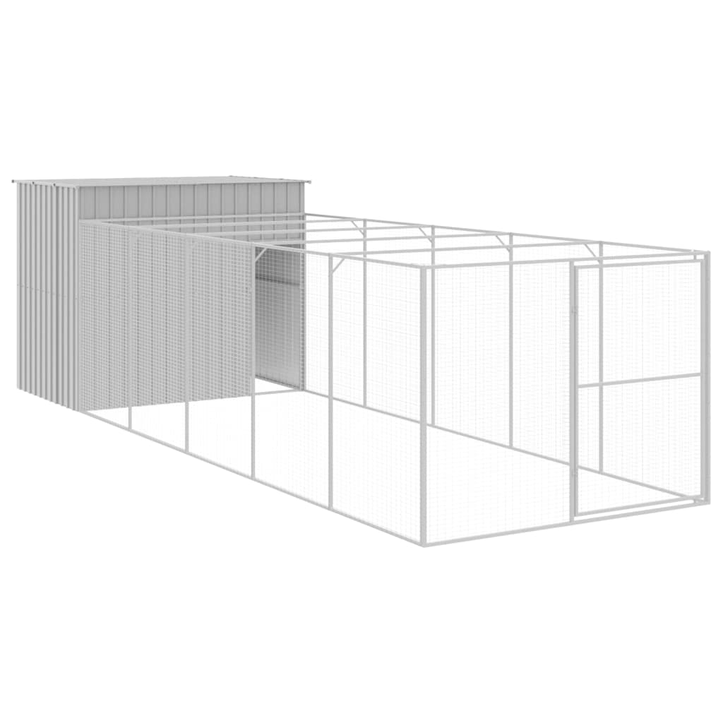 Casetta Cani Corsa Grigio Chiaro 214x661x181 cm Acciaio Zincato - homemem39