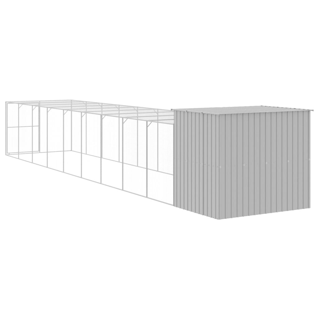 Casetta Cani Corsa Grigio Chiaro 214x1069x181cm Acciaio Zincato - homemem39