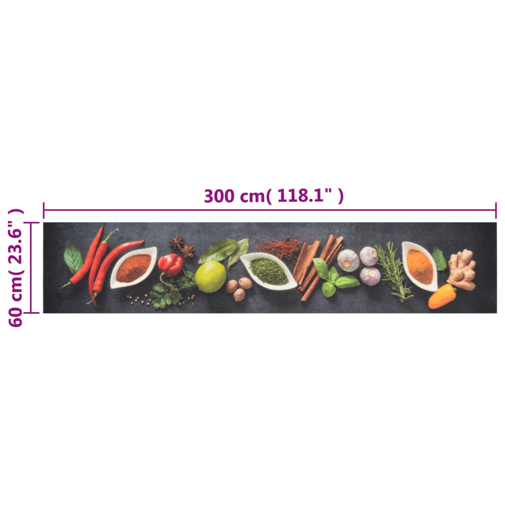 Tappeto da Cucina Lavabile Spezie 60x300 cm Velluto | homemem39