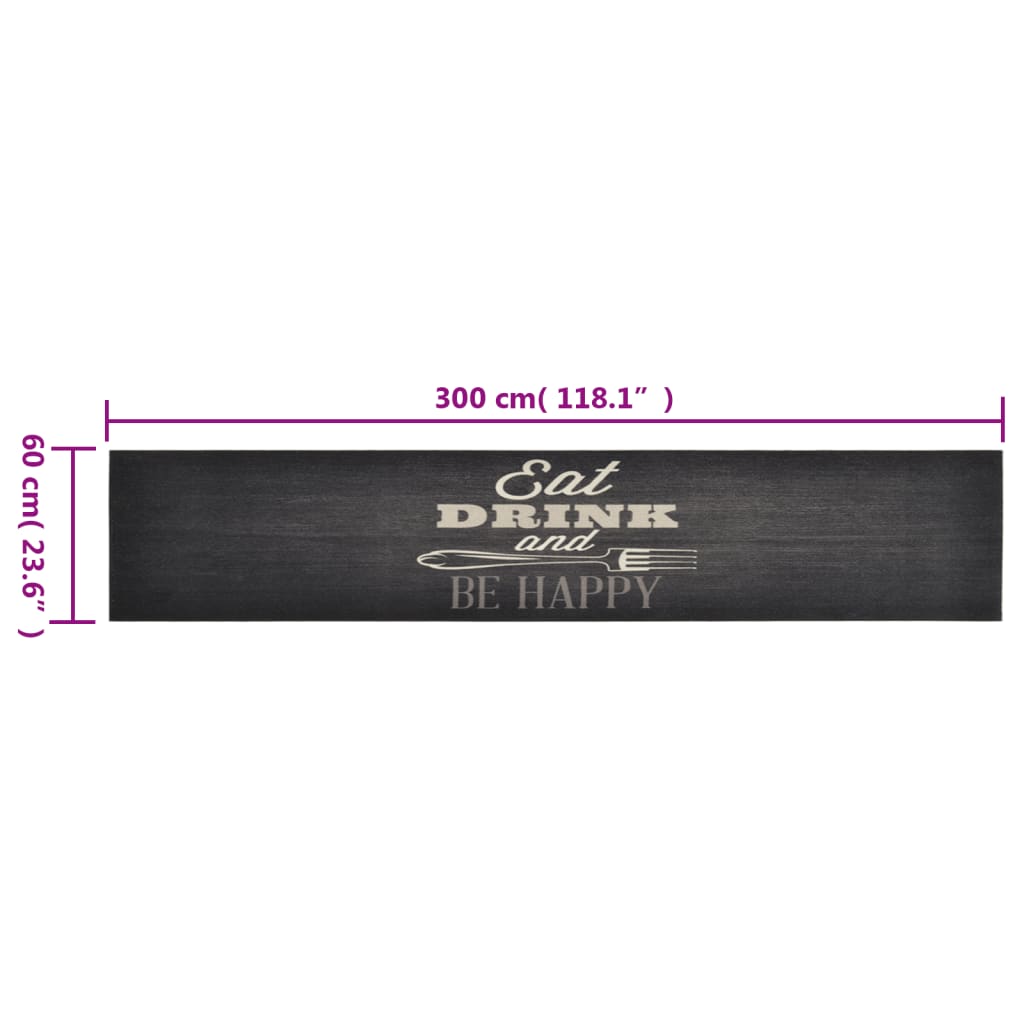 Tappeto da Cucina Lavabile Nero Cucina 60x300 cm Velluto | homemem39
