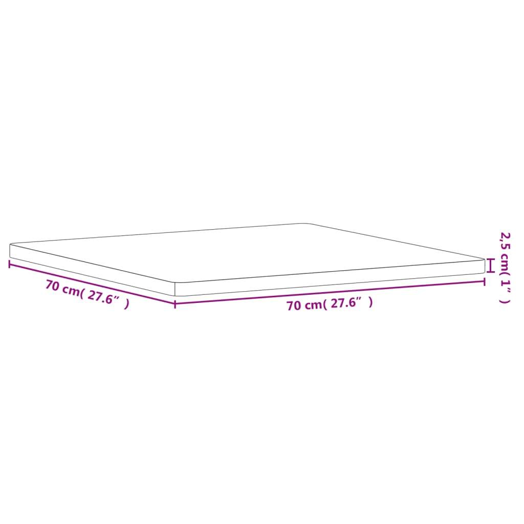 Piano per Tavolo 70x70x2,5 cm Quadrato Legno Massello di Faggio | homemem39