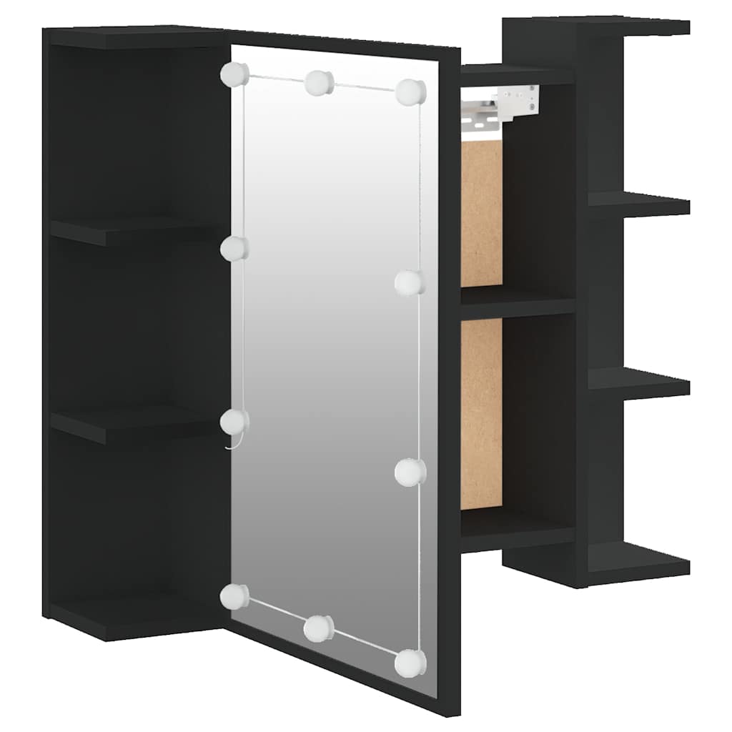 Mobile a Specchio con LED Nero 70x16,5x60 cm | homemem39