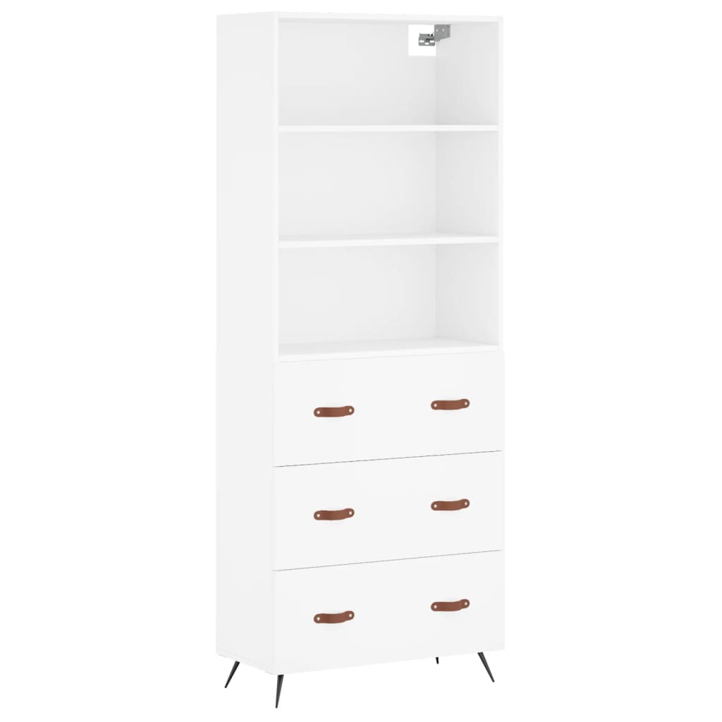 Credenza Bianca 69,5x34x180 cm in Legno Multistrato