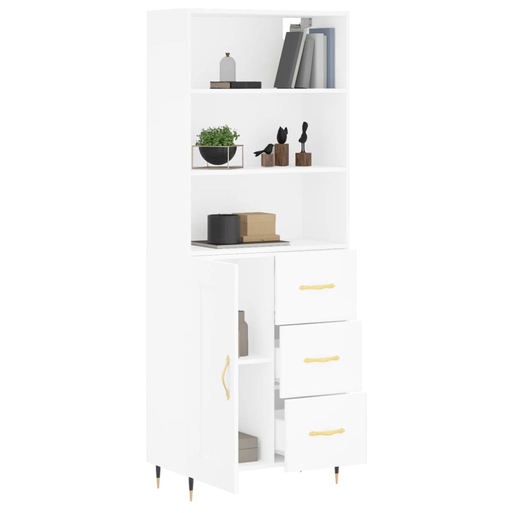 Credenza Bianca 69,5x34x180 cm in Legno Multistrato - homemem39
