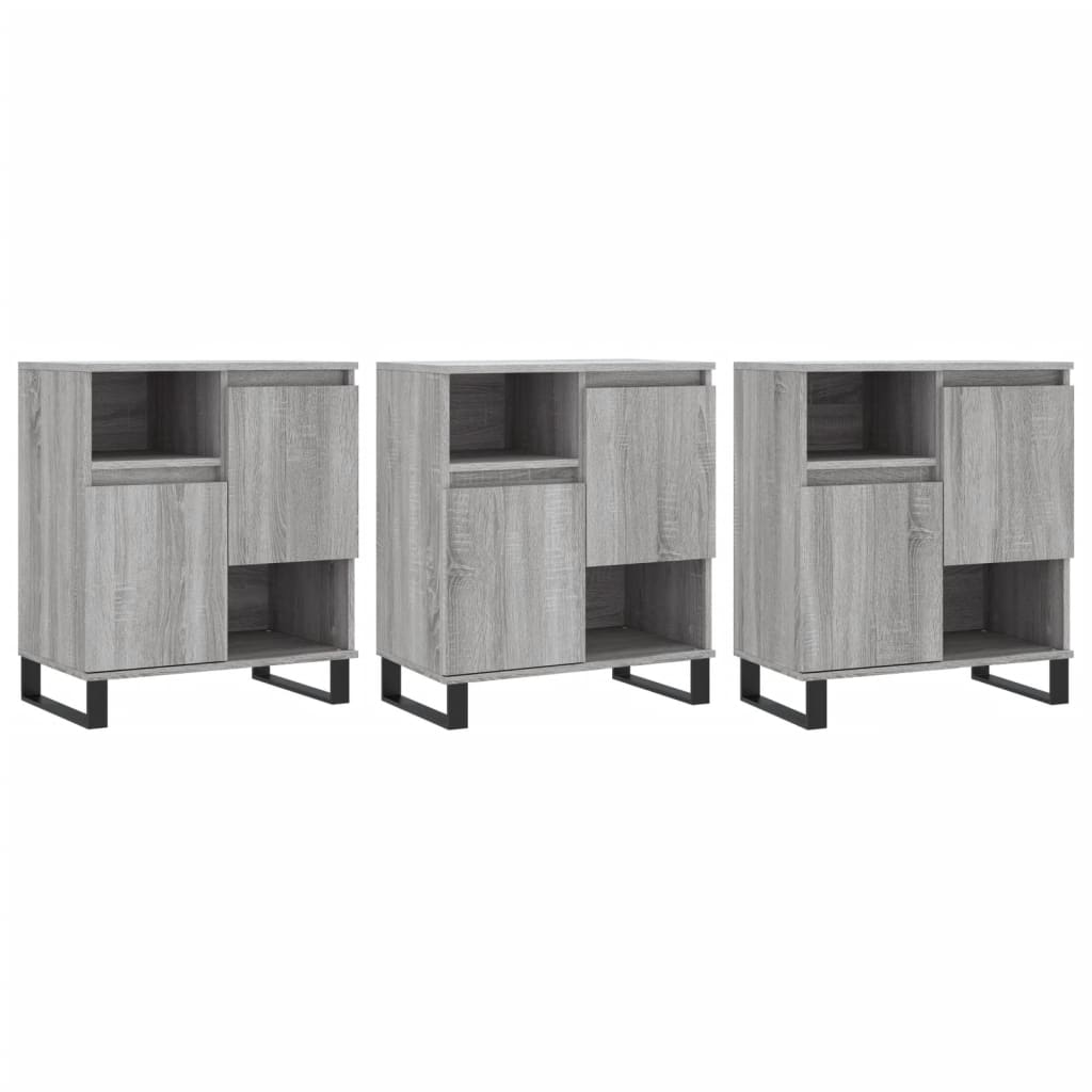 Credenze 3 pz Grigio Sonoma in Legno Multistrato - homemem39