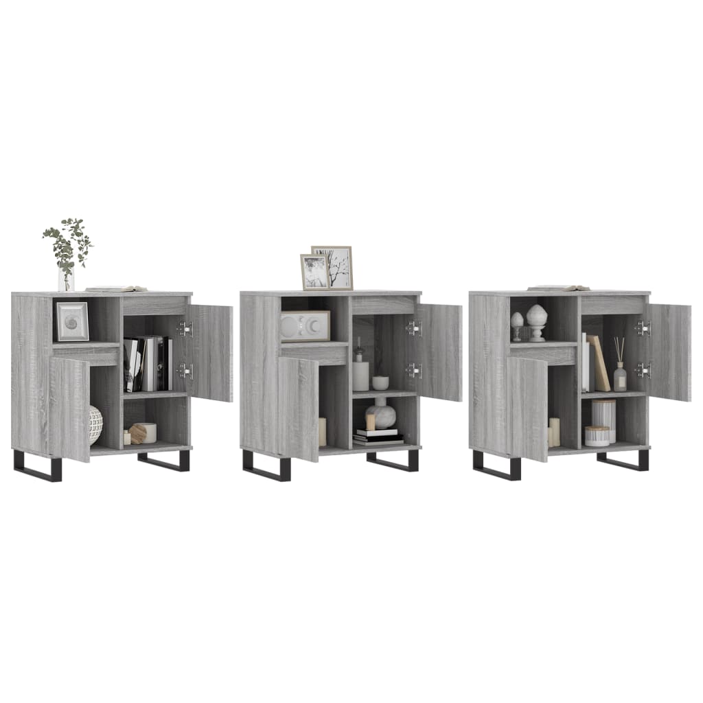 Credenze 3 pz Grigio Sonoma in Legno Multistrato - homemem39