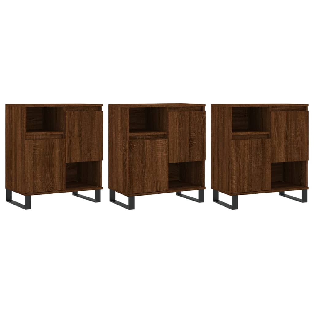 Credenze 3 pz Rovere Marrone in Legno Multistrato - homemem39