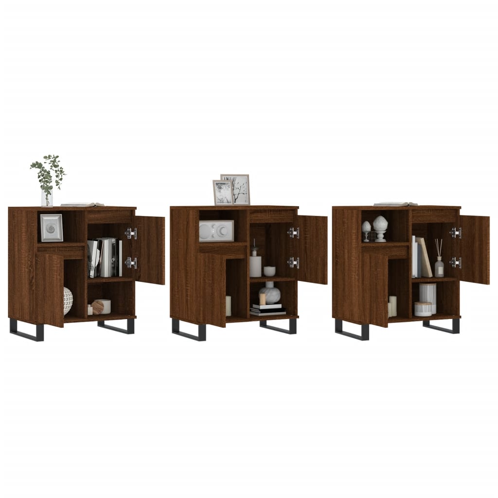 Credenze 3 pz Rovere Marrone in Legno Multistrato - homemem39