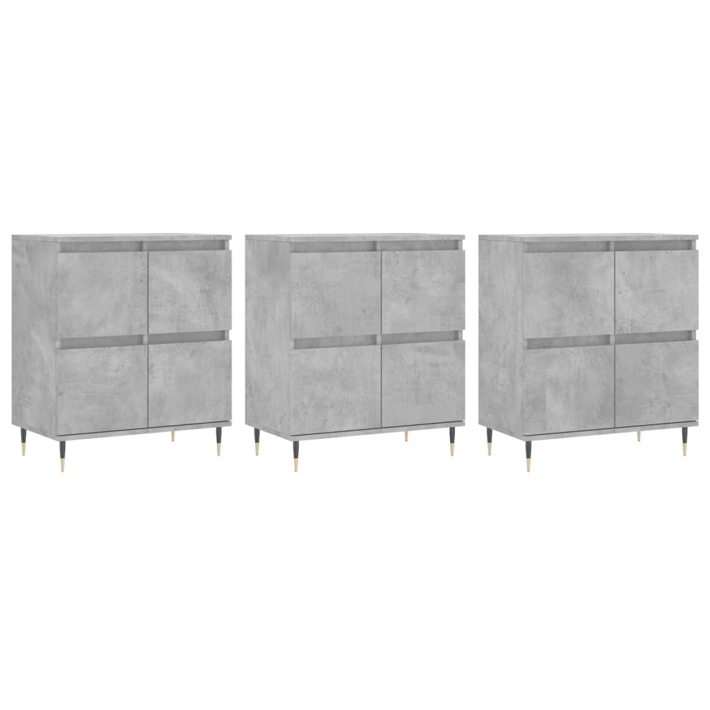 Credenze 3 pz Grigio Cemento in Legno Multistrato - homemem39