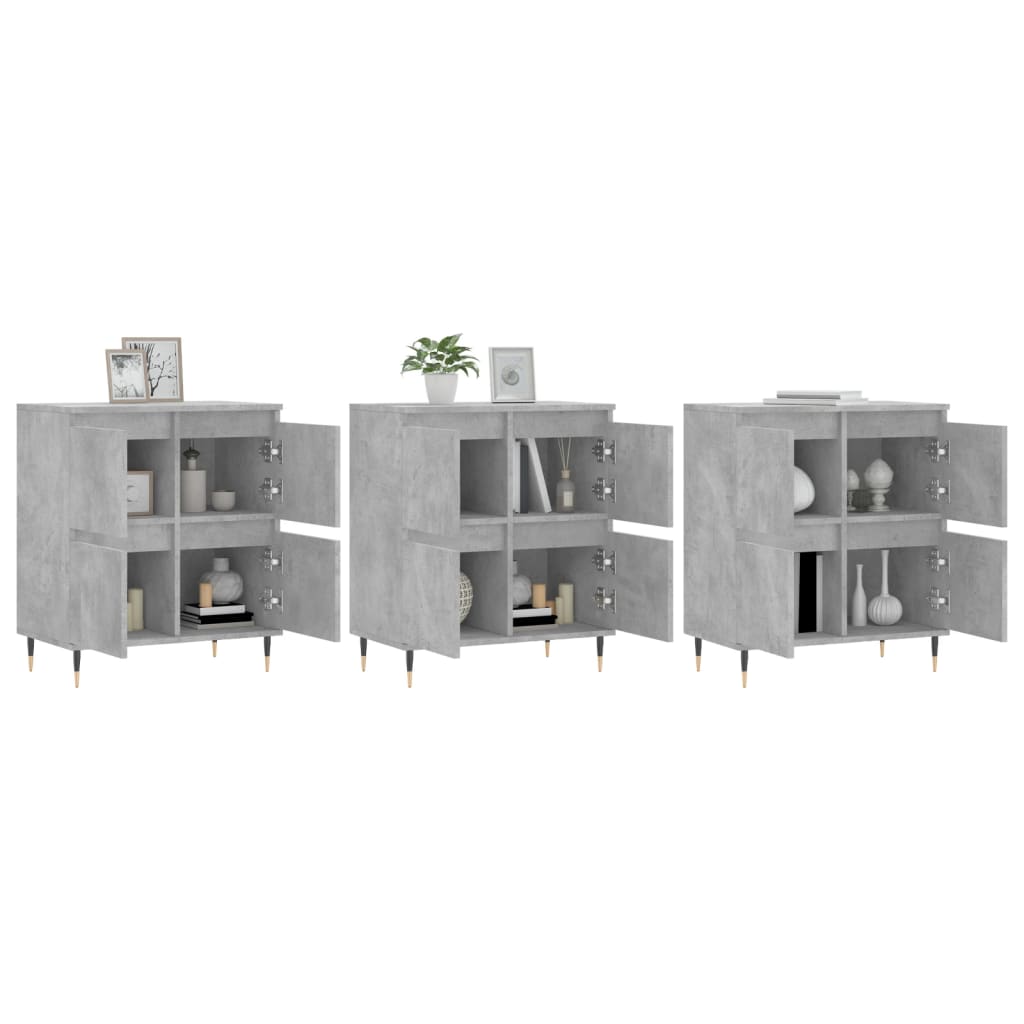 Credenze 3 pz Grigio Cemento in Legno Multistrato - homemem39