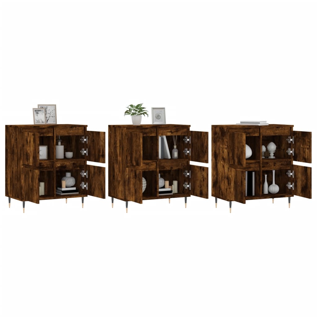Credenze 3 pz Rovere Fumo in Legno Multistrato - homemem39